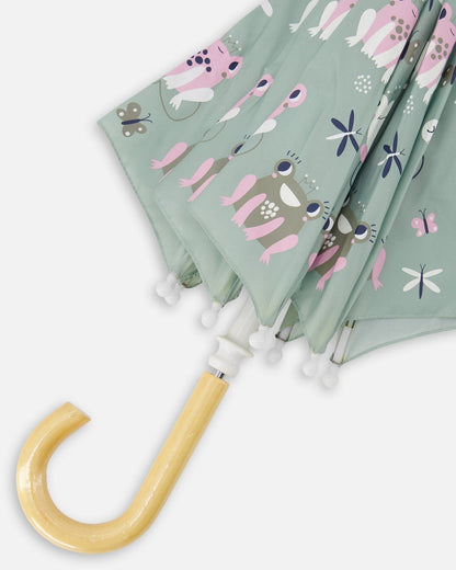 Color-Changing Umbrella Green Frog Print-3