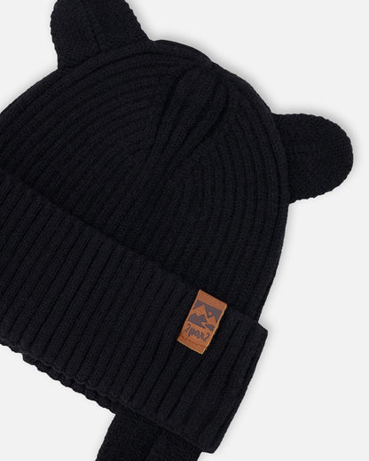 Baby Knit Hat Black-3