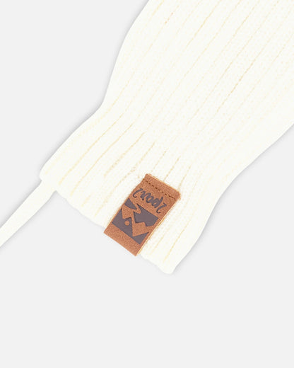 Baby Knit Mittens With Cord Off White-3