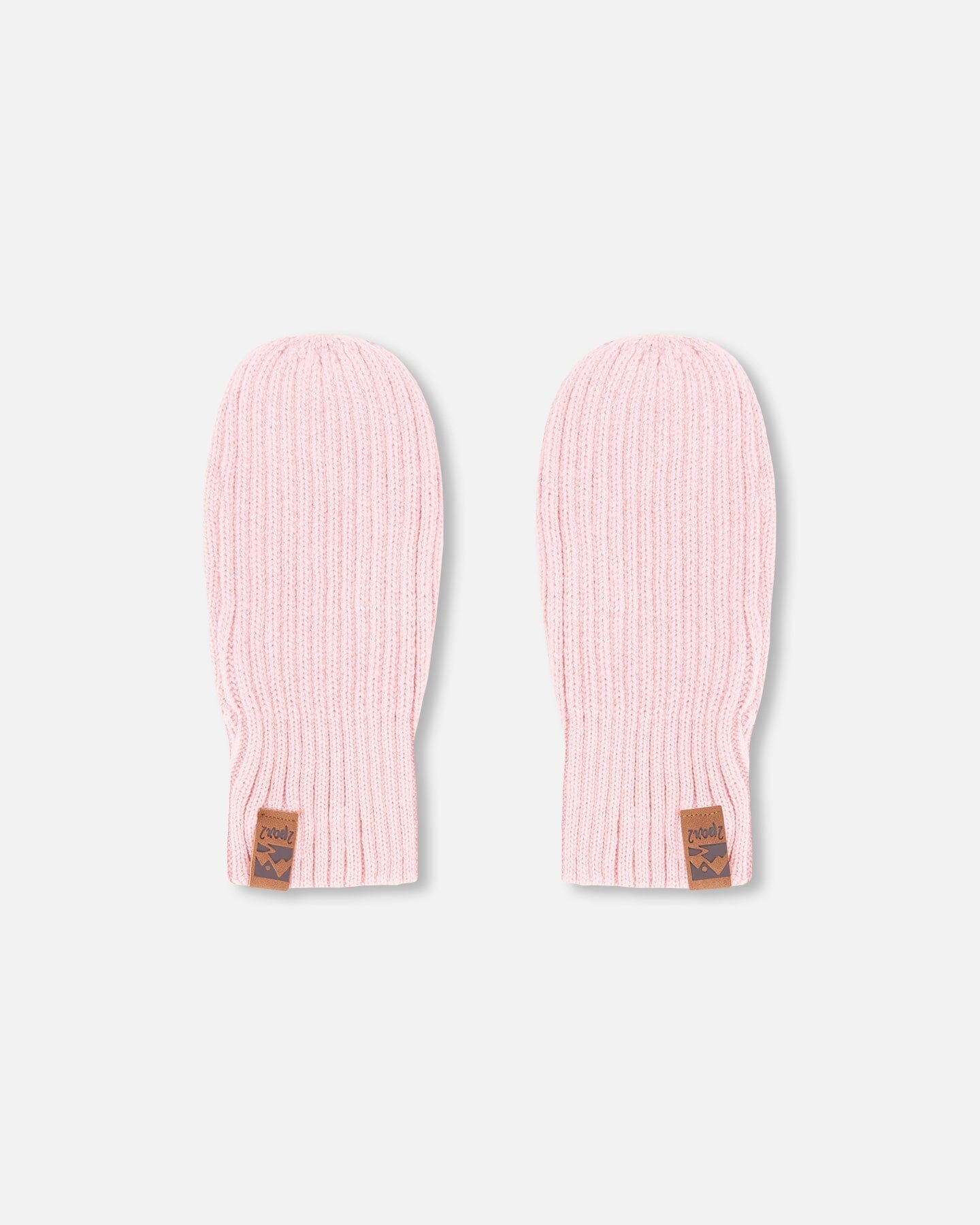 Ribbed Knit Mittens Pale Pink-2
