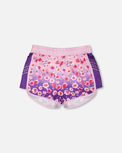 Athletic Shorts In Recycled Polyester Mauve Floral Gradient-0