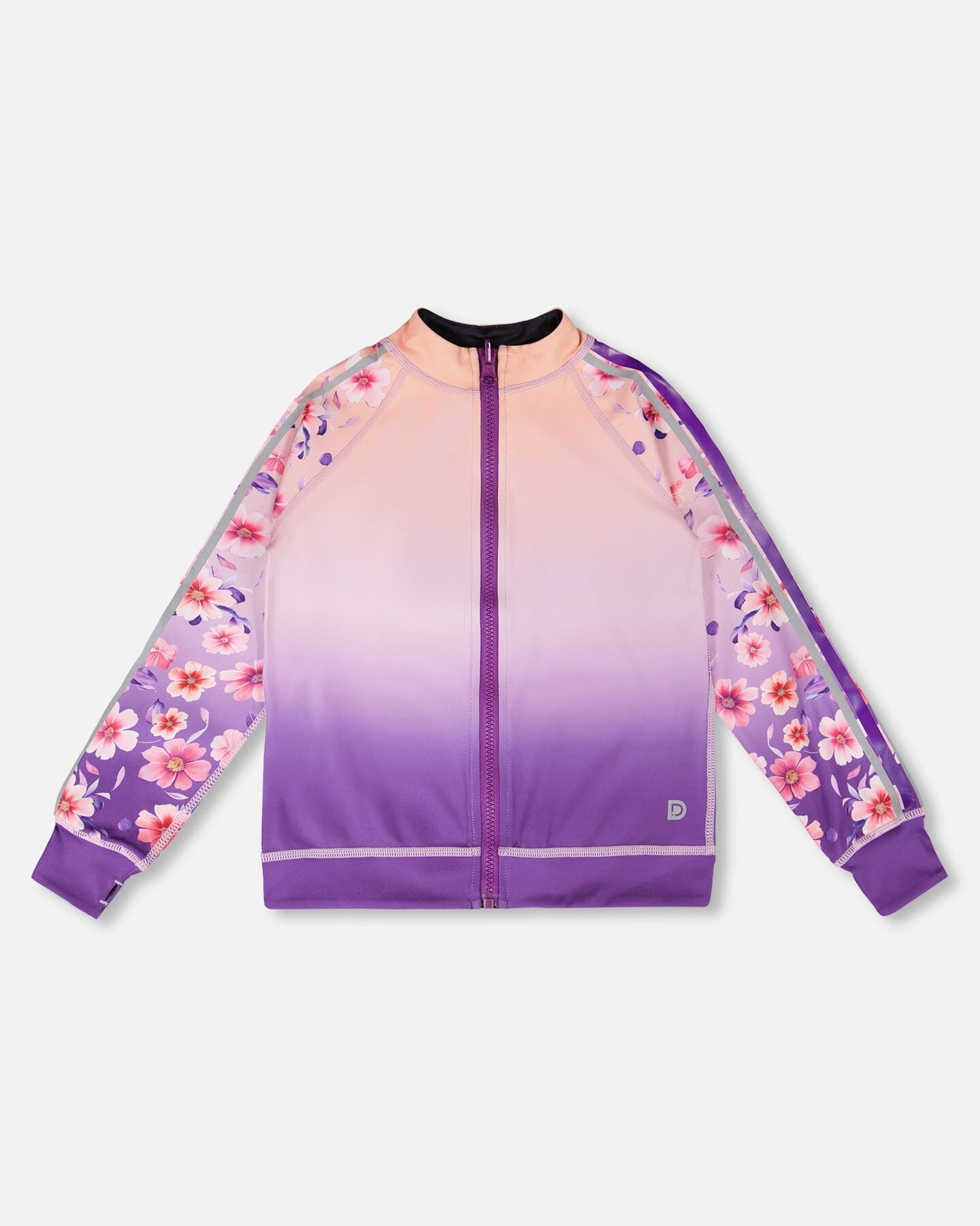 Full Zip Reversible Athletic Cardigan In Recycled Polyester Pink To Mauve Gradient-0