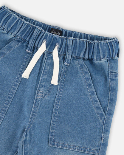 Stretch French Terry Denim Jogger Light Blue-2