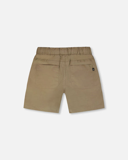 Parachute Shorts With Patch Pockets Beige-3
