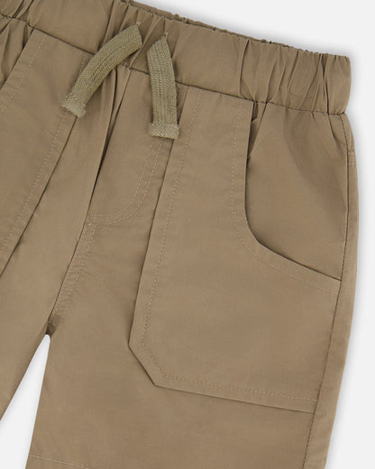 Parachute Shorts With Patch Pockets Beige-4