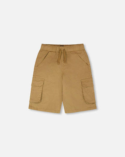 Stretch Twill Bermuda With Cargo Pockets Beige-0