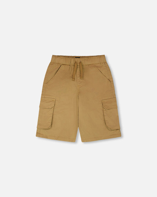 Stretch Twill Bermuda With Cargo Pockets Beige-0
