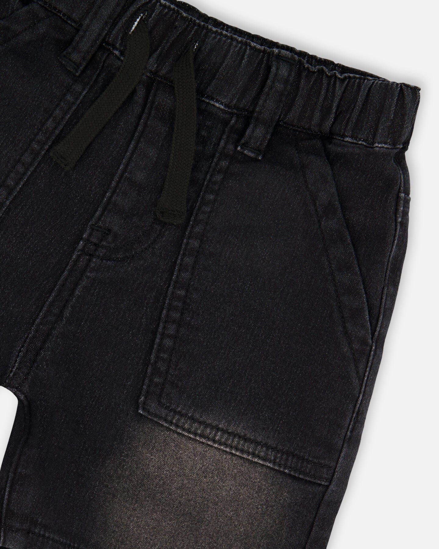 French Terry Grey Denim Shorts-4