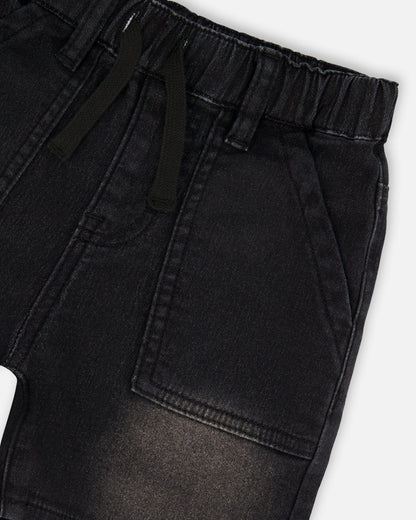 French Terry Grey Denim Shorts-4