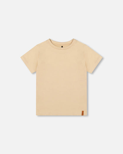 Organic Cotton Jersey T-Shirt Solid Beige-0