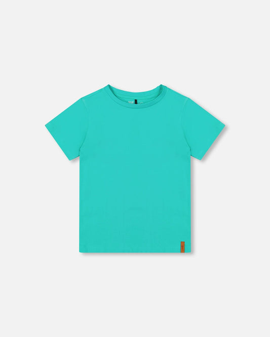 Organic Cotton Jersey T-Shirt Solid Turquoise-0