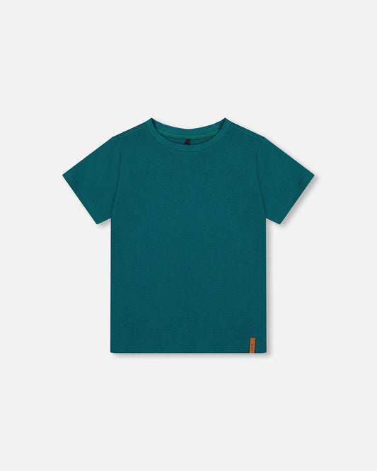 Organic Cotton Jersey T-Shirt Solid Dark Turquoise-0