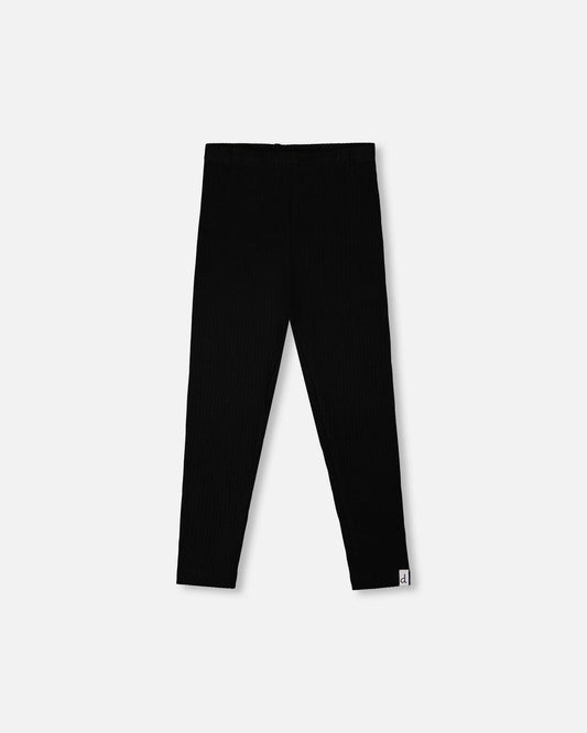 Full-Length Rib Leggings Black-0