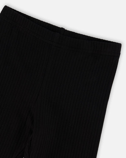 Rib Biker Leggings Black-2