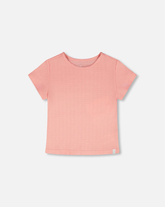 Crinkle Jersey T-Shirt Off Peach Pink-0