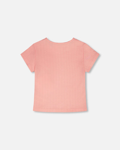 Crinkle Jersey T-Shirt Off Peach Pink-2