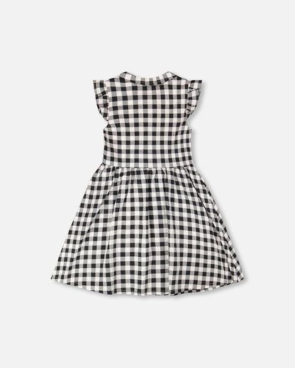 Sleeveless Button Down Dress Black Gingham-2