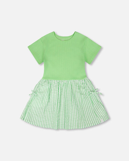 Bi-Material Dress Mint Green-0