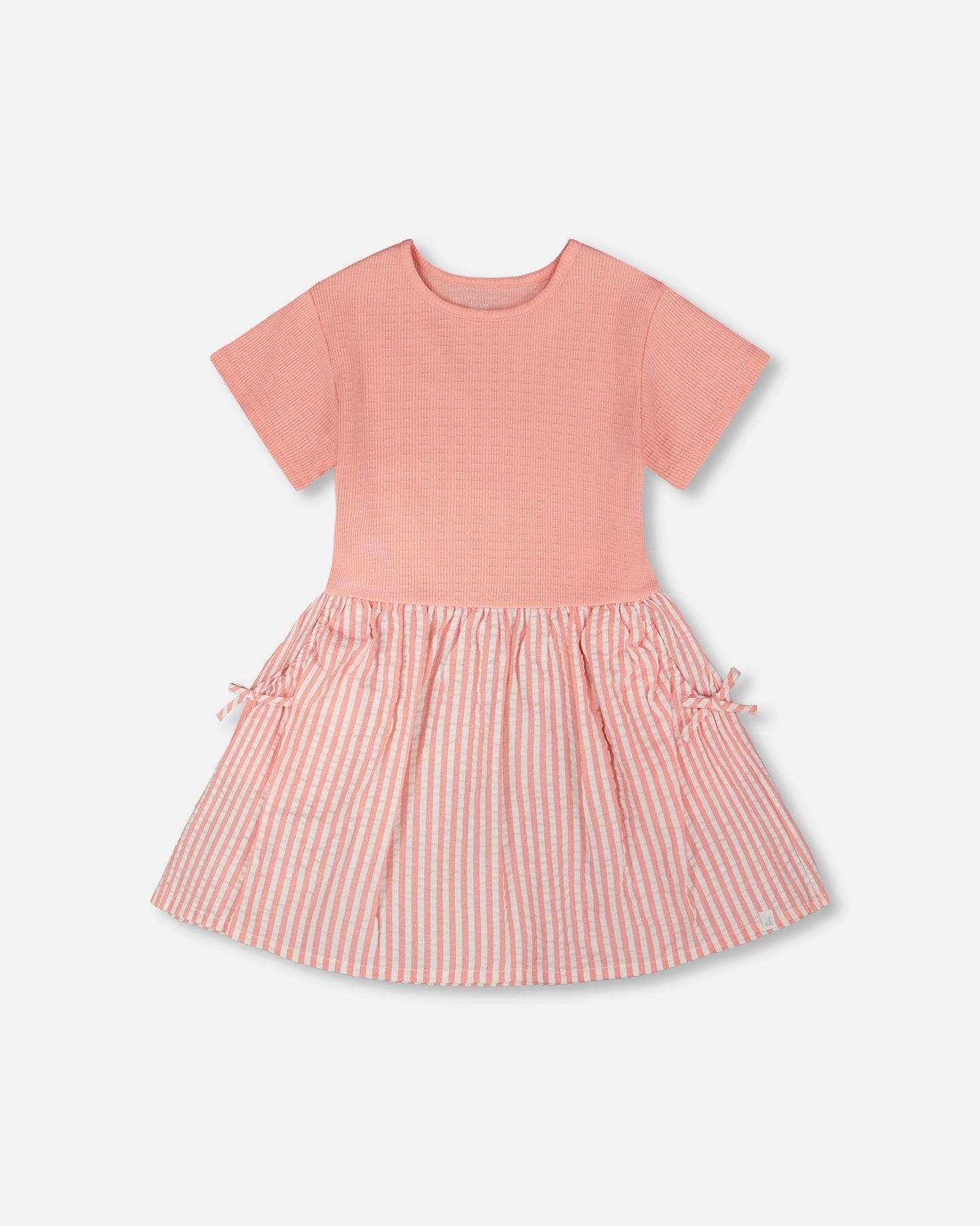 Bi-Material Dress Peach Pink-0