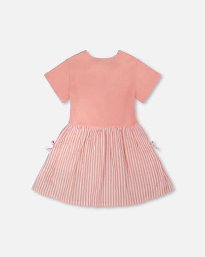 Bi-Material Dress Peach Pink-2