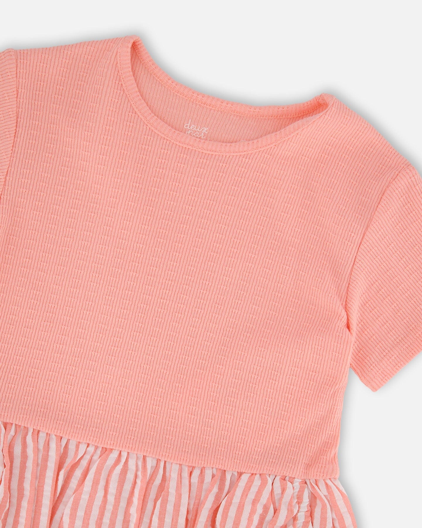 Bi-Material Dress Peach Pink-3