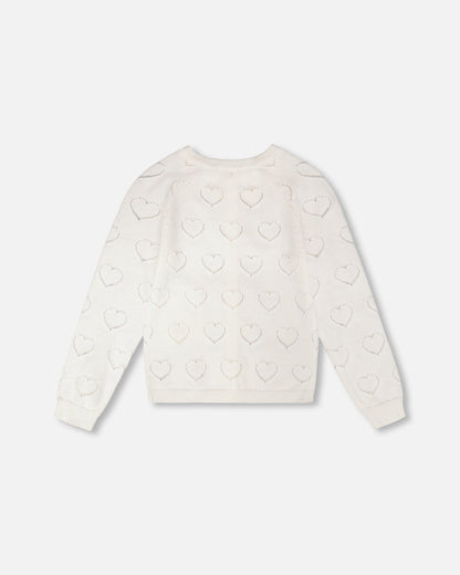 Pointelle Knit Cardigan Off-White-1