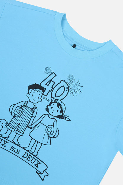 Adult 40Th Anniversary Graphic T-Shirt Sky Blue-4