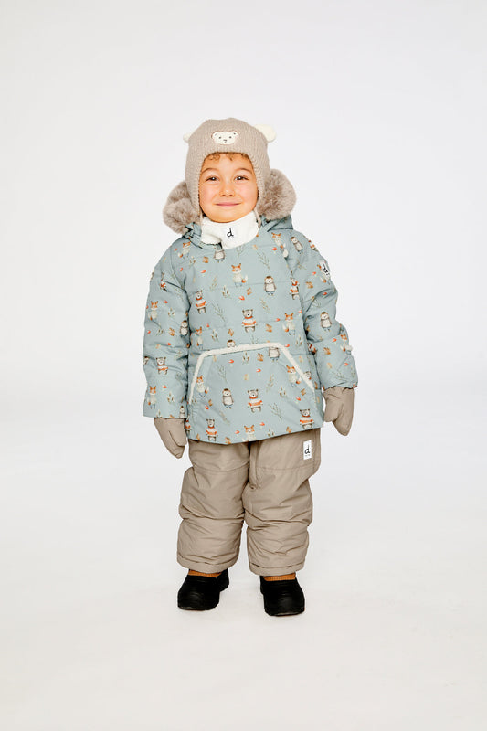 Baby Two Piece Snowsuit Blue Animal Print-1