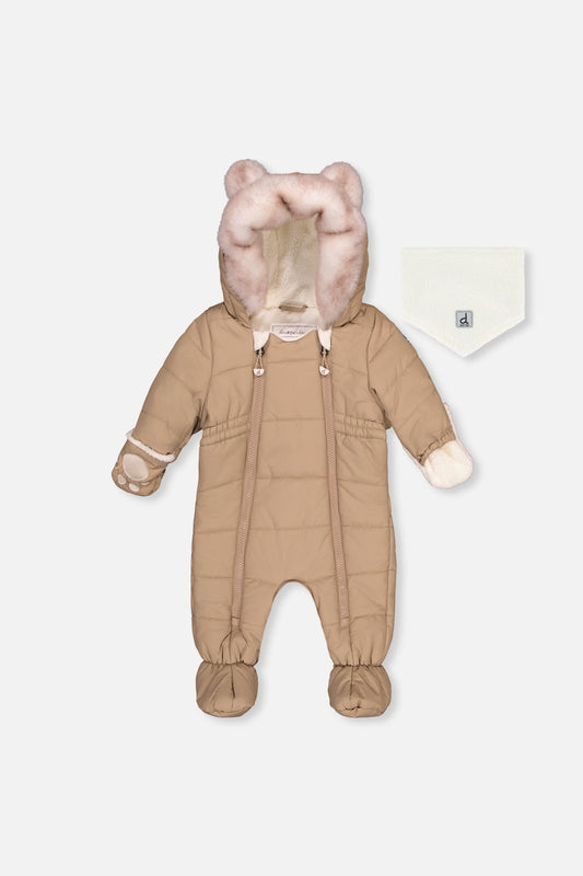 Baby One Piece Snowsuit For Car Seats Taupe-0