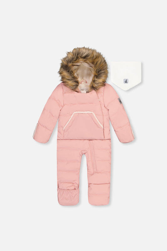 Baby Snug One Piece Snowsuit Adapted For Car Seats Pale Dusty Pink-0
