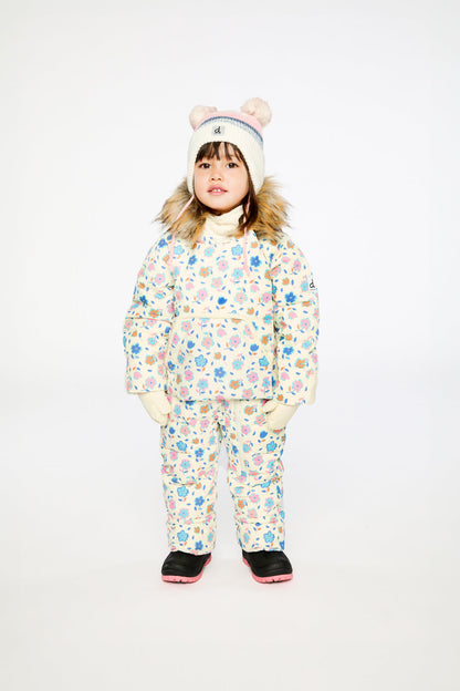 Baby Snug One Piece Snowsuit Adapted For Car Seats White With Floral Print-1
