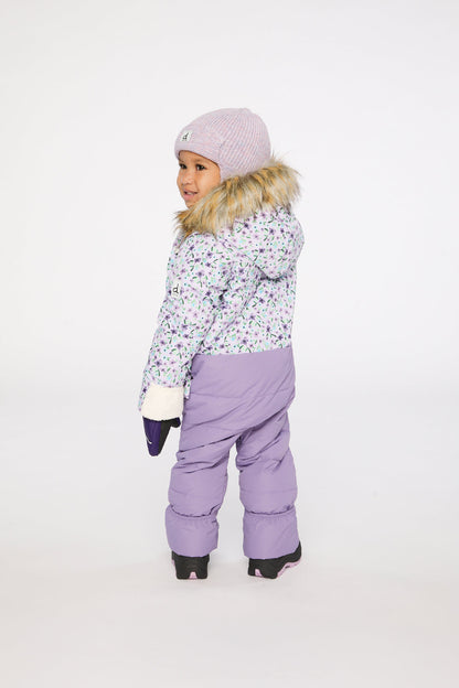 Baby Snug One Piece Snowsuit Adapted For Car Seats Purple Printed Mini Flowers-3