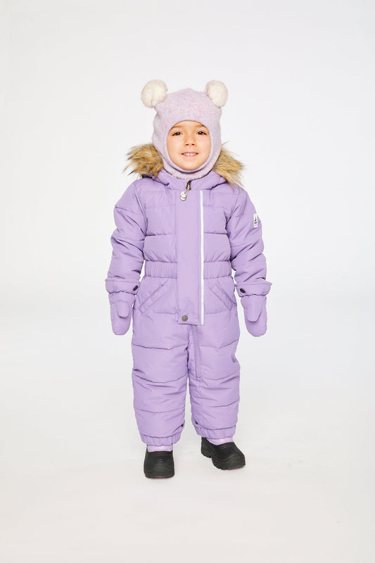 Baby Original One Piece Puffy Snowsuit With Removable Mittens And Boots Violet-1
