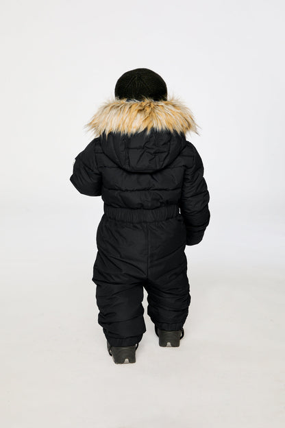 Baby Original One Piece Puffy Snowsuit With Removable Mittens And Boots Black-3