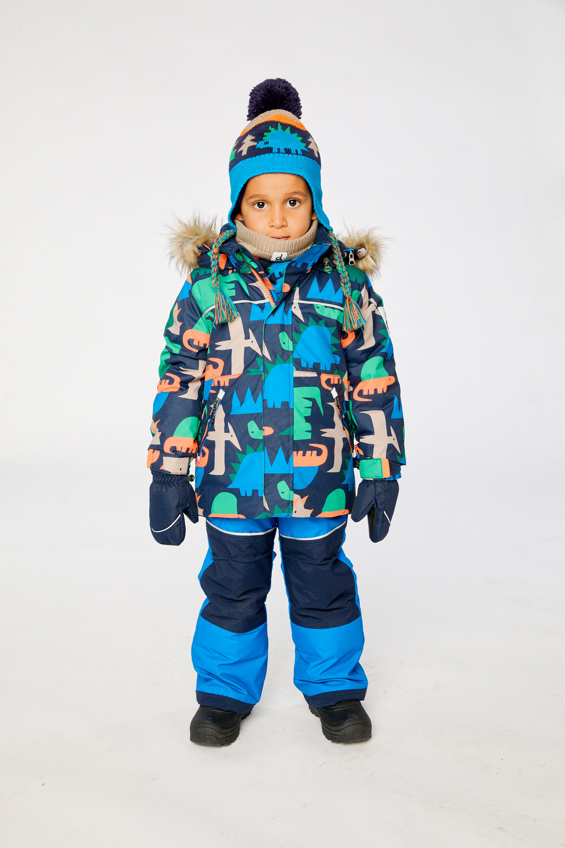 Two Piece Discover Snowsuit Blue Dinosaur Print-2