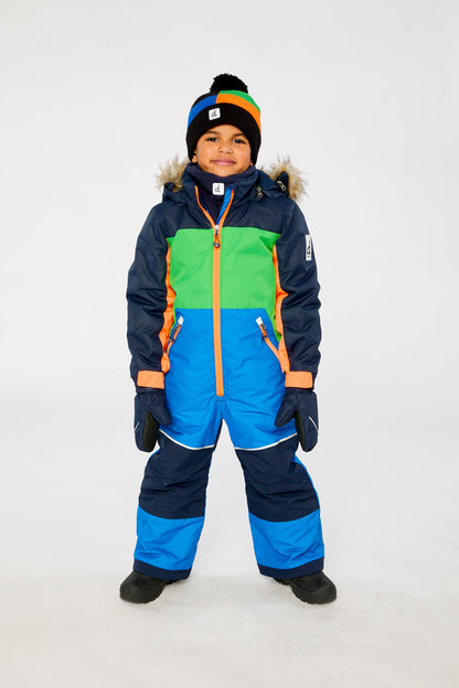 Kids One Piece Discover Snowsuit Blue Green And Orange-1