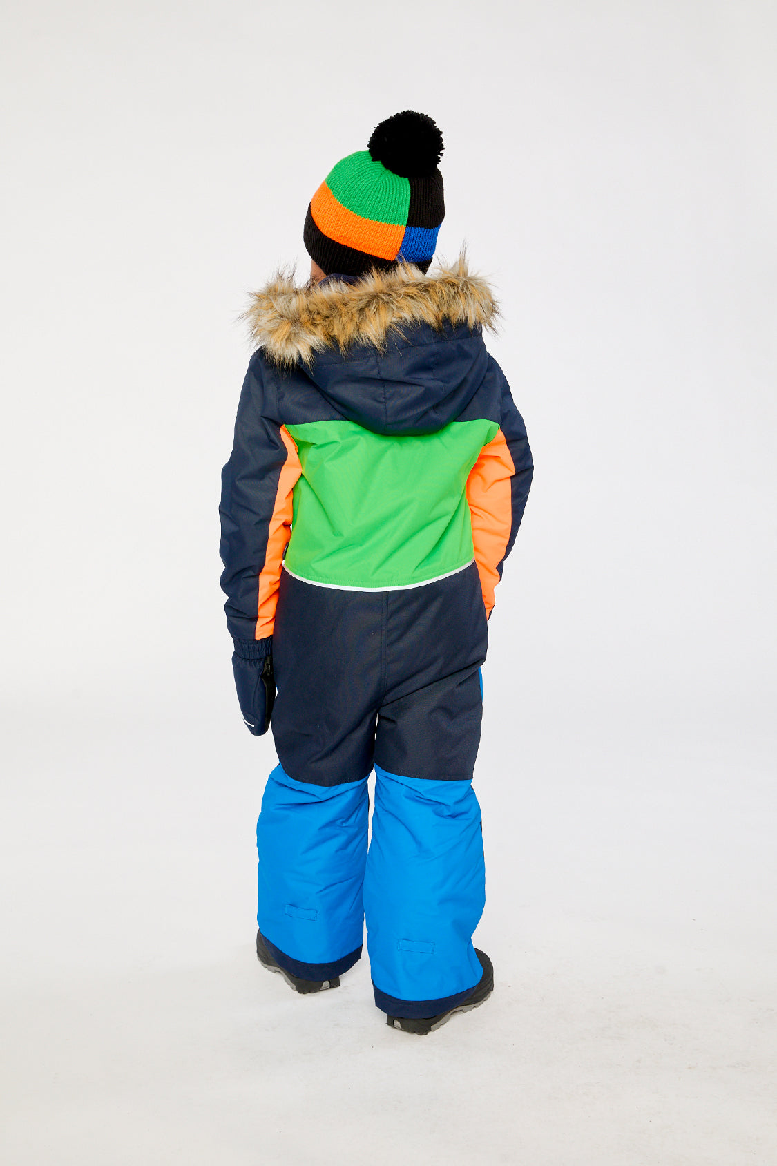 Kids One Piece Discover Snowsuit Blue Green And Orange-3