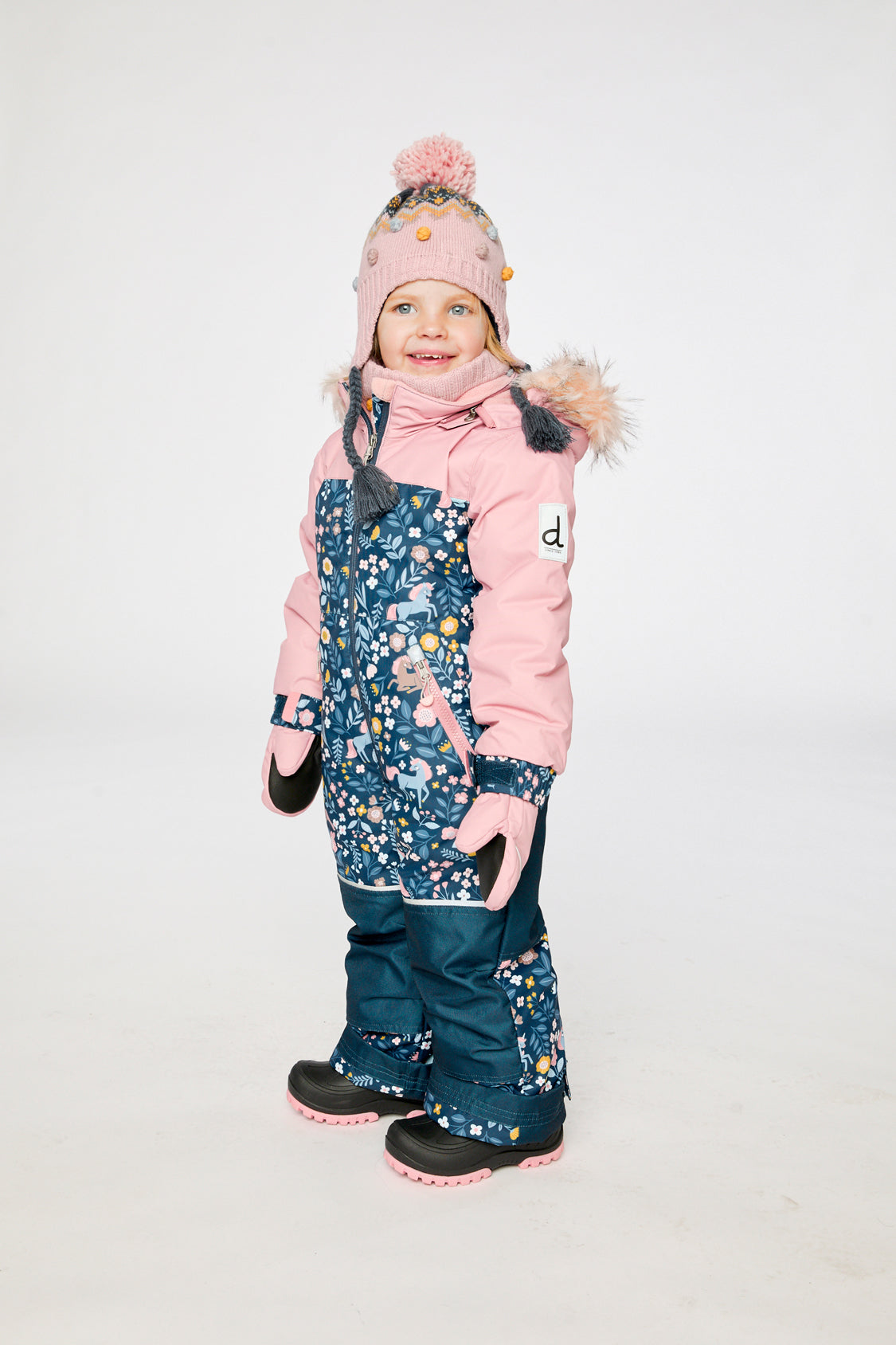 Kids One Piece Discover Snowsuit Blue And Pink Unicorn Print-4