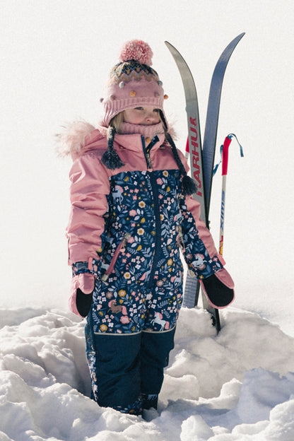 Kids One Piece Discover Snowsuit Blue And Pink Unicorn Print-1