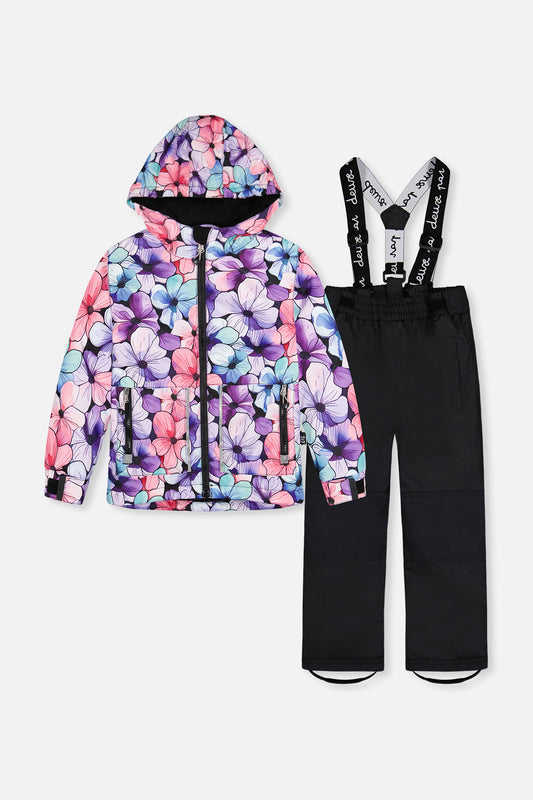 Light Weight Two Piece Chill Snowsuit Purple Floral Print-0