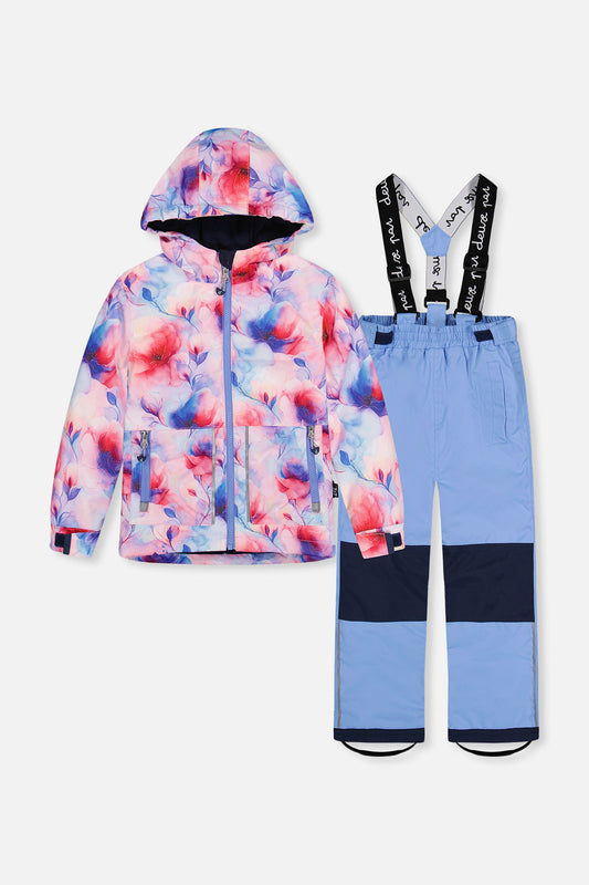Light Weight Two Piece Chill Snowsuit Mauve Printed Flowers-0
