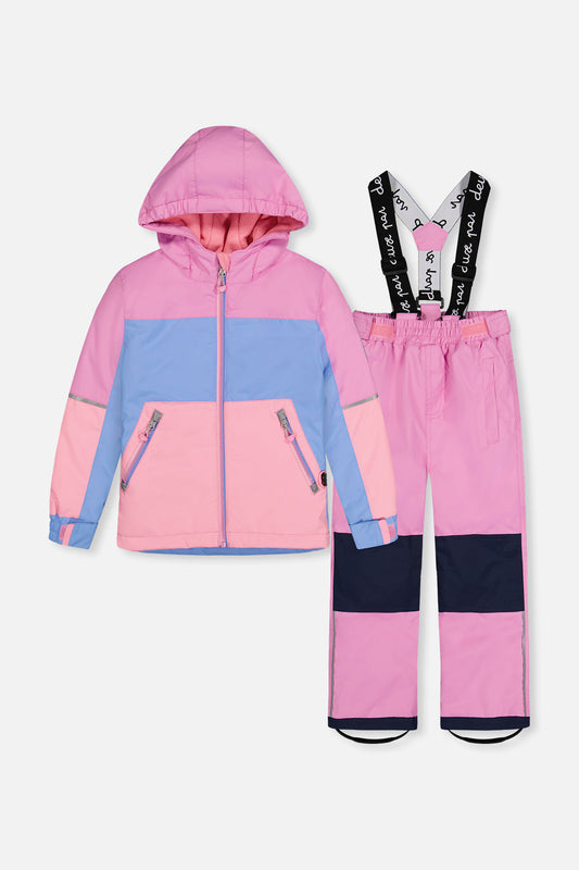 Light Weight Two Piece Chill Snowsuit Pink Blue And Mauve-0