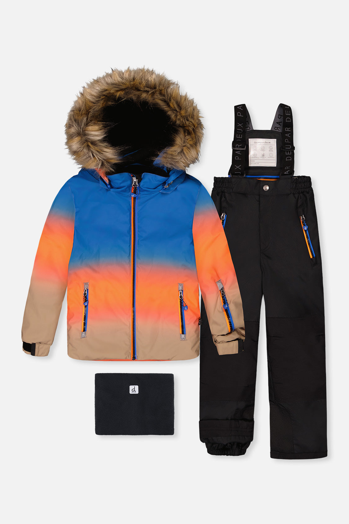 Two Piece Play Snowsuit Blue And Orange Gradient-0