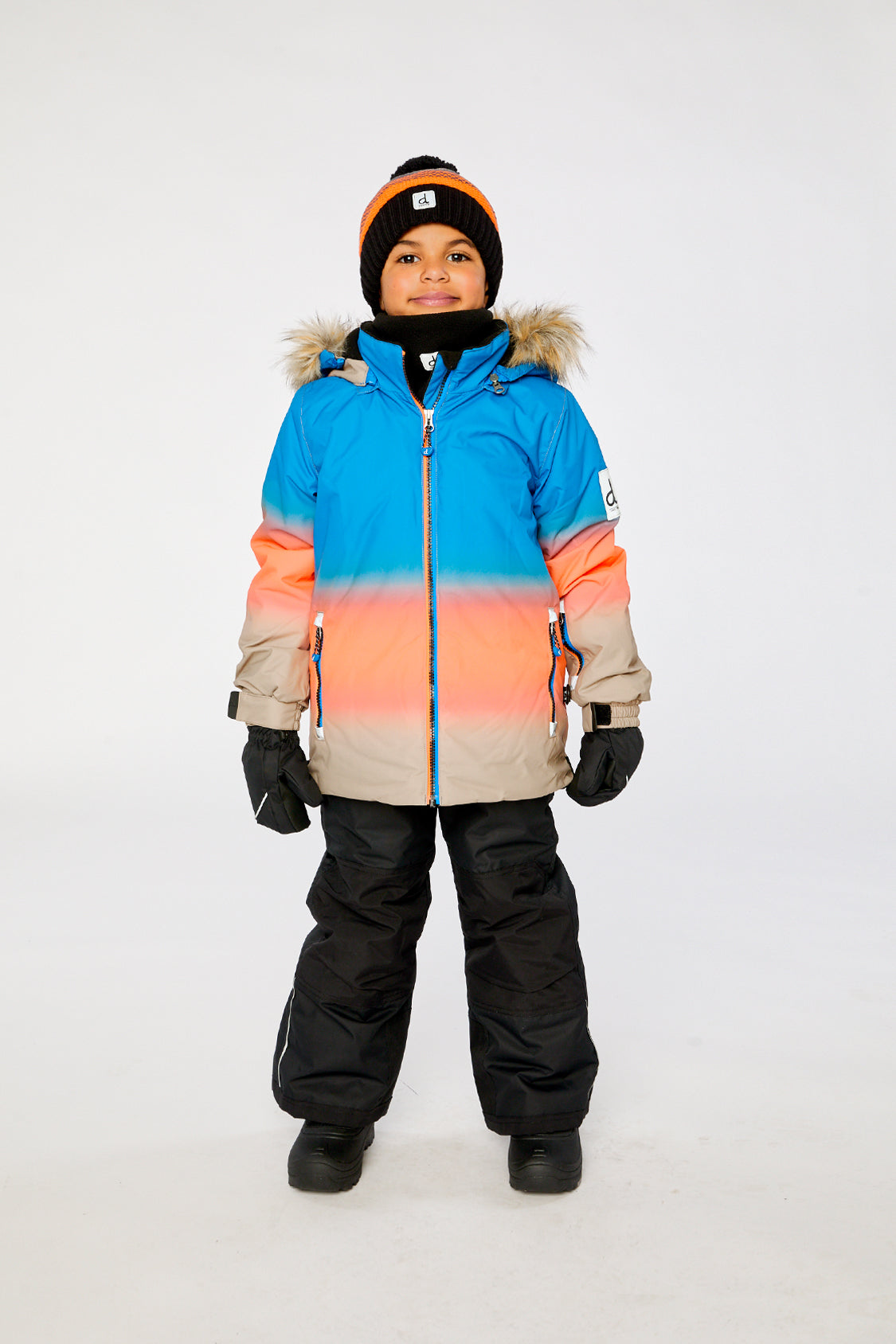 Two Piece Play Snowsuit Blue And Orange Gradient-1