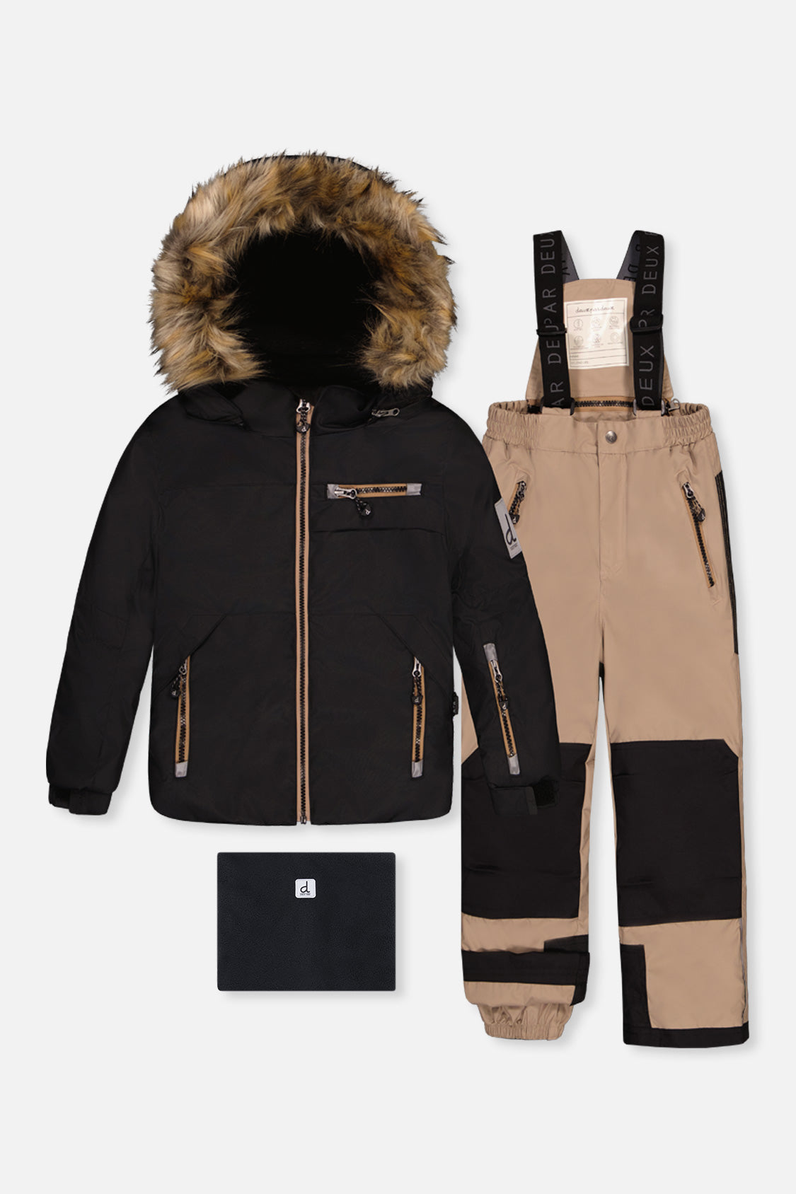 Two Piece Play Snowsuit Black And Beige-0