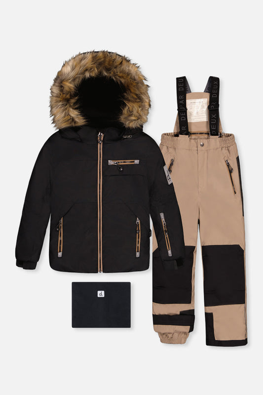 Two Piece Play Snowsuit Black And Beige-0