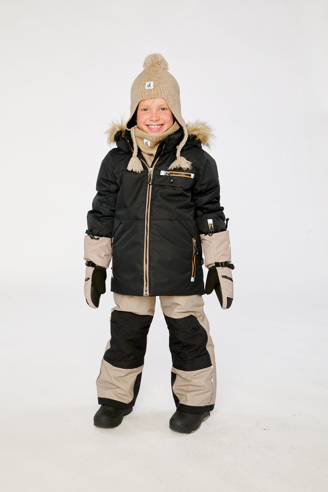 Two Piece Play Snowsuit Black And Beige-1