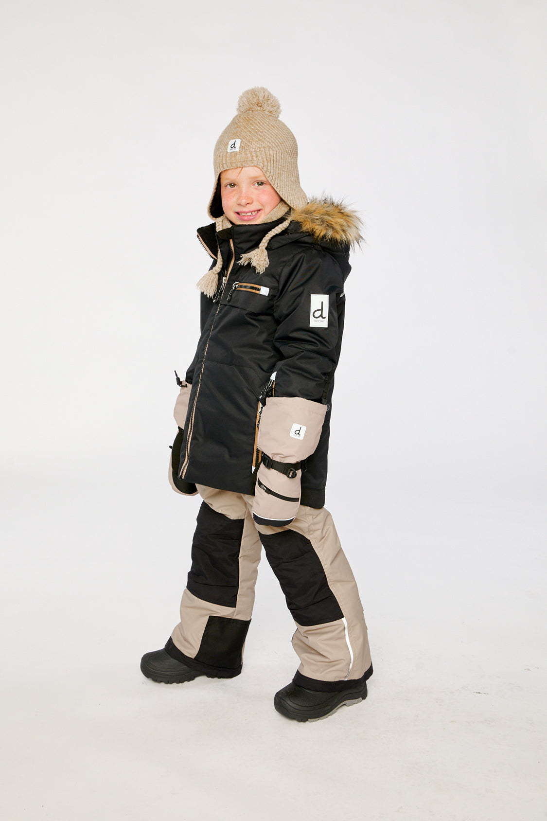 Two Piece Play Snowsuit Black And Beige-2