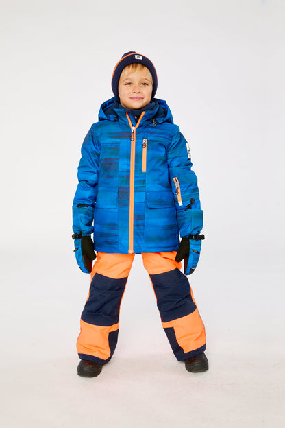 Two Piece Play Snowsuit Navy Blue And Orange With Orange Pants-3