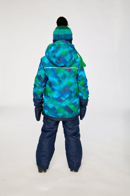 Two Piece Play Snowsuit Blue And Green Checkered Print With Navy Pants-3